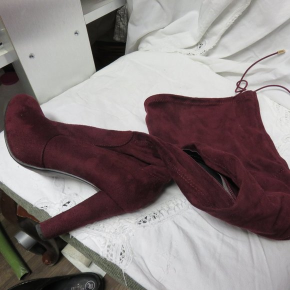 THIGH HIGH SUEDE BOOTS / SIZE 10 / ZIPPER SIDES - Picture 8 of 10